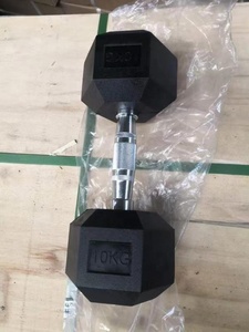 Fabricant d'équipement d'origine Haltérophilie Gym Fitness Ensemble d'haltères hexagonaux en caoutchouc noir Poids d'haltères hexagonaux - Product Image 6
