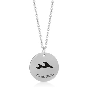 Collar con Colgante Redondo de Acero Inoxidable, Grabado con la Frase 'Love Like Mountain', Joyería para Parejas, Regalo para el Festival Qixi - Product Image 2