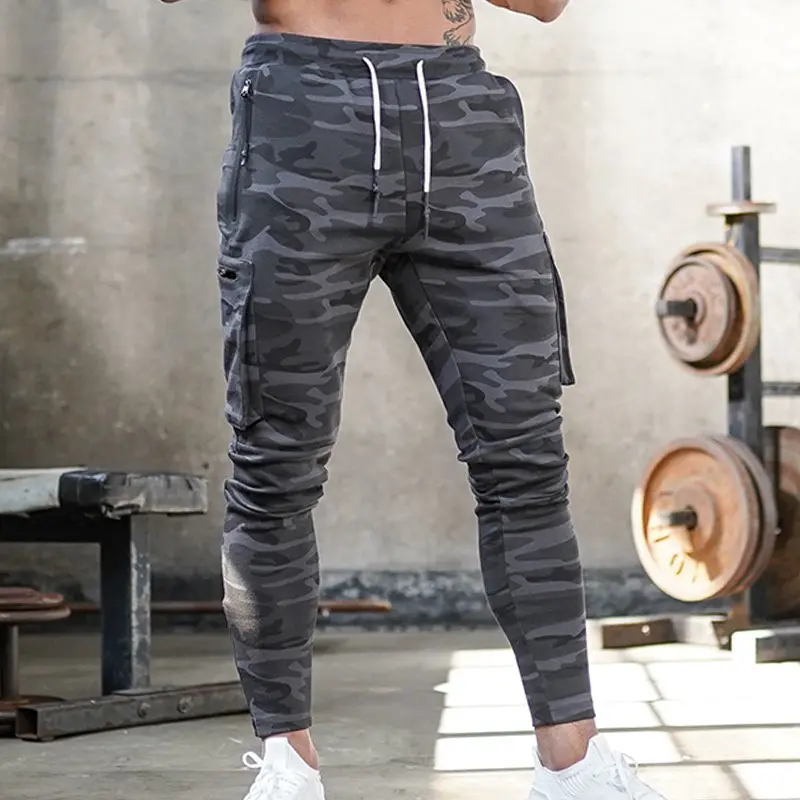 Camouflage Pants Sweat pant Streetwear Pants Men Stylish Leather Joggers Strings Trackpants