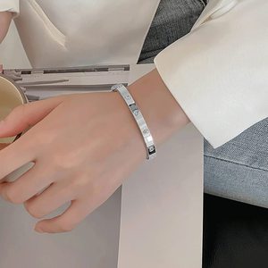 Bracelet jonc en zircon couleur or rose argenté 6 mm, étanche, qualité polie, <span class=keywords><strong>prix</strong></span> de gros, bijoux pour femme - Product Image 4