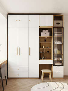 <span class=keywords><strong>Kit</strong></span> de garde-robe portable à 3 portes assemblage facile de bricolage pour Solution de rangement de rêve appartement salle à manger mélamine bois Style matière plastique - Product Image 6