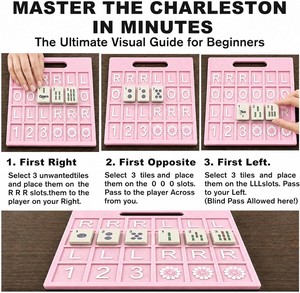 Planche de Mahjong en plastique rose <span class=keywords><strong>Charleston</strong></span> : Guide d'apprentissage, aide à la pratique, feuille de triche pour débutants, règle NMJL, <span class=keywords><strong>accessoire</strong></span> de table - Product Image 3