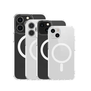 Coque de téléphone magnétique transparente coque arrière rigide pour iPhone 15 Pro Max iphone 13 12 couverture de charge sans fil pour iPhone 14Pro