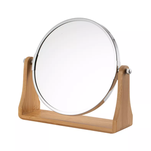 Meilleur miroir de maquillage rond de vanité avec le miroir grossissant de bureau et le miroir en bambou sur la Table - Product Image 6