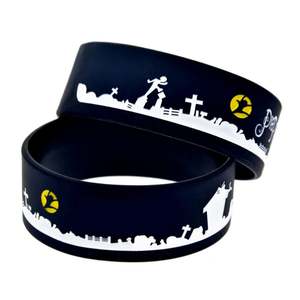 Bracelet de sport personnalisé en silicone élargi lumineux avec logo sérigraphié en caoutchouc personnalisé - Product Image 5