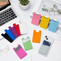 Dompet Kartu Kredit Perekat Silikon 2 Kantong Cetak Sablon Logo Kustom, Tempel Tanpa Penutup