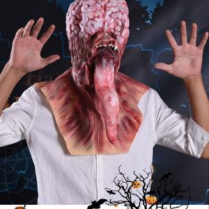 Nouveau <span class=keywords><strong>masque</strong></span> en latex fantôme <span class=keywords><strong>sans</strong></span> <span class=keywords><strong>visage</strong></span> d'horreur avec costume de fête d'halloween à grande langue longue coeur - Product Image 2