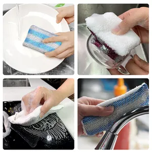 3 Color Non Scratch Sponge Scouring Pads Kitchen Scourer Cleaning Scrubber Washing Towels Wiping Rags Sponge Scouring Pad