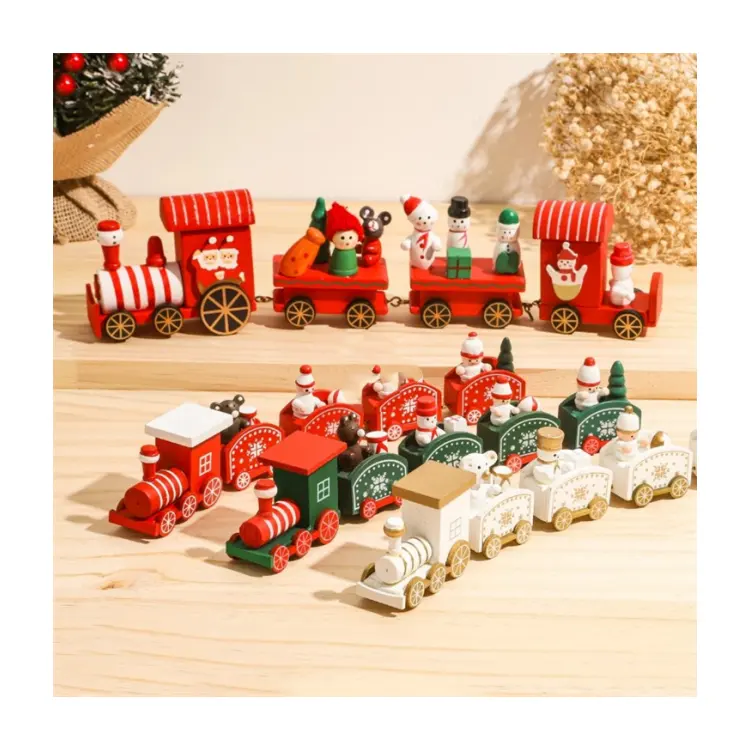 Wooden/Plastic Train Christmas Ornament Merry Christmas Decoration For Home 2023 Xmas Gifts Noel Natal Navidad New Year 2023