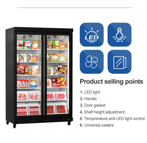 Équipement de réfrigération pour supermarchés, <span class=keywords><strong>congélateur</strong></span> <span class=keywords><strong>vertical</strong></span> à 2 portes vitrées pour la présentation de crèmes glacées et d'aliments surgelés, réfrigérateur <span class=keywords><strong>vertical</strong></span> pour viande congelée - Product Image 4