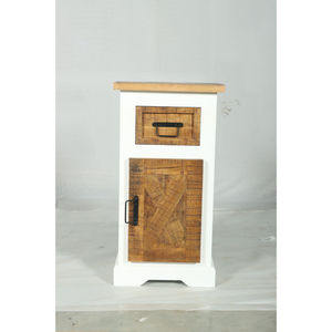 Armoire Muro en bois blanc et naturel avec porte coulissante et étagère ouverte - Product Image 1