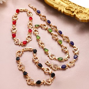 Bracelet <span class=keywords><strong>en</strong></span> laiton avec cœur de trèfle de tennis et de poire Bijoux de créateur Bracelet à breloques <span class=keywords><strong>en</strong></span> pierre de diamant et zircon plaqué or pour femme - Product Image 2