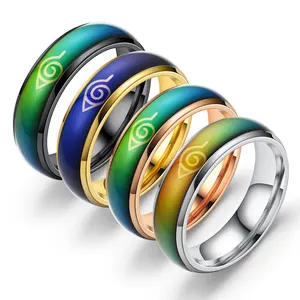 De gros doigt anneau anime-Leeons — bagues Naruto Anime Naruto, anneaux de couleur changeante de température, en acier inoxydable, accessoires bijoux en vrac, offre spéciale