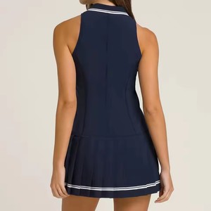 <span class=keywords><strong>Robe</strong></span> de tennis personnalisée OEM/ODM pour femme, col polo, athlétique, sans manches, jupe plissée, séchage rapide, robes de pickleball pour femme - Product Image 3