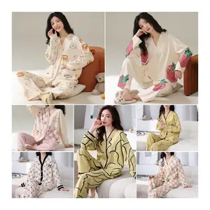 2022 Fall Sleep Wear Lady Cotton Nightwear Nighty Home Clothes Pajama Plus Size Pyjama Women's Sleepwear Sleeping inventory