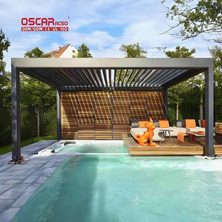 Motorized Waterproof Louver Roof Gazebo Garden Patio Deck Bioclimatic ...