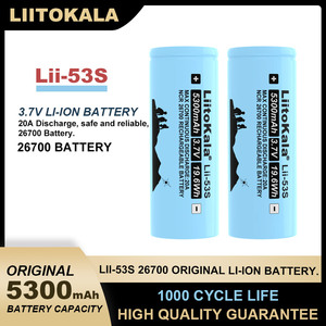 100% ต้นฉบับ <span class=keywords><strong>liitokala</strong></span> <span class=keywords><strong>lii</strong></span>-53S 26700ลิเธียมไอออน3.7โวลต์5300มิลลิแอมป์19.6Wh แบตเตอรี่ชาร์จได้สำหรับเก็บพลังงาน - Product Image 2