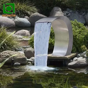 Fonte de água decorativa de aço inoxidável de alto polimento para jardim