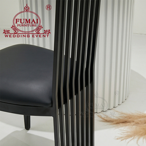 FUMAI Modern Black Slat <b>Back</b> Hotel <b>Chair</b> PU Leather Seat Tapered Legs Indoor Commercial Furniture - Product Image 4