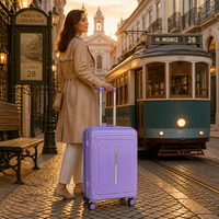 Ensemble de 3 valises rigides en PP personnalisées et durables, 20, 24 et 28 pouces, violet lavande, design encastré, pour voyage, OEM