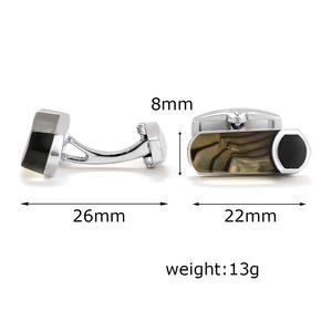 Boutons de manchette en laiton émaillé rectangulaires vintage français pour chemise d'homme, boutons de manchette décontractés pour chemise d'affaires pour homme - Product Image 6