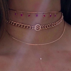Collana da Donna con Catena Cuban Link in Promozione, Stile <span class=keywords><strong>Rock</strong></span> Punk HIPHOP, con Ciondolo Disco Rotondo, Collana Choker - Product Image 5