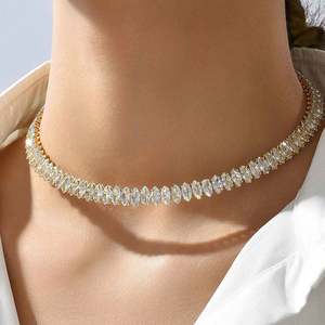 Dainty Minimalist Crystal Tennis Chocker Bijoux esthétiques Colliers arc-en-ciel pour femmes Collier élégant - Product Image 1