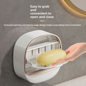 Support mural de luxe léger pour savon avec couvercle, sans perçage, pour rangement de lessive, idéal pour l'expédition transfrontalière - Product Image 3