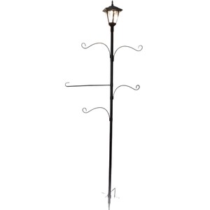 Solar Garden <b>Light</b> <b>Post</b> With Plant Hangers Outdoor LED Lighting Water Resistant Free Standing 3 Year Warranty - Product Image 5