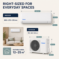 AC Solar 12000 BTU untuk Rumah dan Kantor, DC Inverter, Wall Split Hybrid, Pendingin dan Pemanas, WIFI, Aplikasi, R32, US