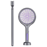 Nouvelle raquette anti-moustiques électrique télescopique rechargeable à ultrasons portable avec lampe pour usage domestique (moustiques et mouches)