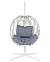 Fauteuil moderne en métal pour intérieur et extérieur avec design œuf à bascule blanc et coussin imperméable pour balançoires de patio et jardin extérieur