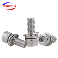 304 acier inoxydable DIN912 vis à tête cylindrique à six pans creux avec rondelle plate jeu de boulons de joint à ressort M2 M2.5 M3 M4 M5 M6M8M10M12