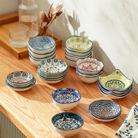 Petite assiette en céramique de style marocain pour assaisonnements et sauces, compatible micro-ondes, forme irrégulière, pour snacks/trempettes, bol à sauce soja