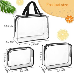 Bolsas de maquillaje transparentes duraderas y de moda al por mayor con logotipo personalizado-organizadores de viaje con cremallera de PVC impermeables para diversos fines - Product Image 5