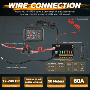 Panneau de commutation 12V, panneau de commutation 6 gang, panneau de commutation à commande par application, panneau de commutation automobile avec relais, autres accessoires d'éclairage automobile - Product Image 2