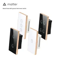 MatterWall Switch Rainure de cadre en alliage d'aluminium directement connecté à Homekit Alexa Voice Control 2.5D Tempered Glass Smart Switch