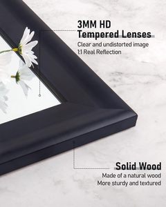 Huatuo 24x36 inch mộc mạc Hiện Đại Màu Đen gỗ tường gương cho phòng tắm phòng khách lối vào khung gỗ treo Vanity gương - Product Image 6