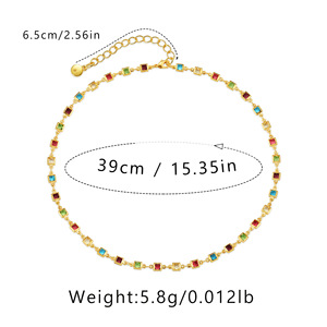 وصل حديثًا قلادة من الزركون البوهيمي مربع اللون إبداعية مصنوعة يدويًا من الخرز عيار 18 قيراط من الذهب الحقيقي من الزركونيا وقلائد بياقة من الأحجار الكريمة - Product Image 5