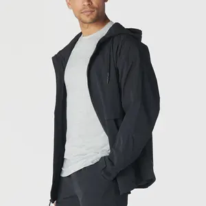 Manufacturer Men's Light Weight Poly Spandex Sustainable Jacket with Hood Water Resistant Zipper Jackets for Every Day Wear