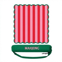 Sac de transport pour tapis de mahjong, rayures rouges et roses, 315x315 pouces, festonné, antidérapant, réduction du bruit, portable, en caoutchouc, pour jeux de société