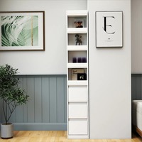 Meuble de rangement haut standard moderne en bois à 7 niveaux avec 3 tiroirs, fabriqué en usine