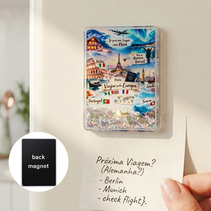 Imanes de nevera personalizados con recuerdo de viaje, imanes acrílicos con arena movediza dinámica y purpurina líquida, imanes de nevera con paisajes de países - Product Image 3