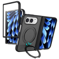 Étui de téléphone pliable antichoc avec protection à 360° °   Support rotatif pour anneau, protection intégrale de la charnière, verre trempé pour iPhone Duo Fold