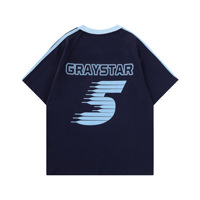 T-shirt de course à imprimé hip-hop en pur coton tendance, col en V, coupe ample, été, homme