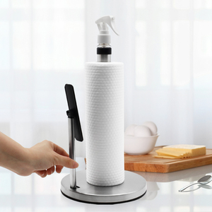 Paper Towel Pump <b>Silver</b> Stainless Steel One Hand Tear Paper Towel Holders for Kitchen Table and Restaurant with <b>Spray</b> Bottle - Product Image 1