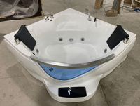 Baignoire d'angle haut de gamme pour 2 personnes, spa pour hôtel de luxe sur le toit avec éclairage LED, bain à remous
