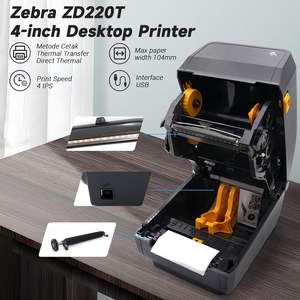 Imprimante thermique à transfert direct Zebra ZD220, ZD220T, résolution 203 DPI, connectivité USB, largeur de 4 pouces, modèle ZD22042-T0 - Product Image 3