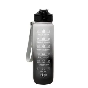 Leakproof BPA Free 1l Sports Water Jug With Time Marker Large Plastic Motivational Water Bottle