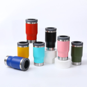 OEM/ODM 16oz Plastic Can Cooler with Bamboo Lid & Plastic Straw Colored Lids Travel <b>Mug</b> for Cola Water - Product Image 1